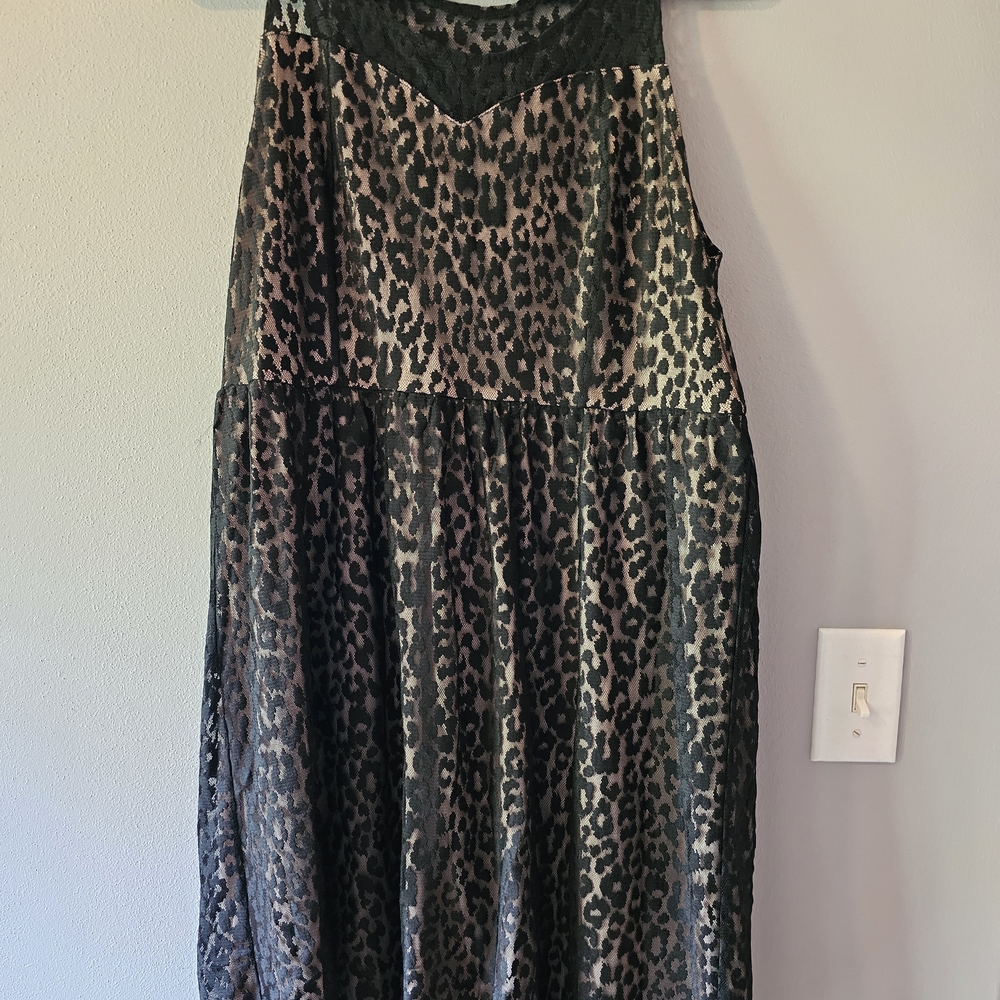 Lane Bryant Black and Brown Leopard Print A-Line Dress